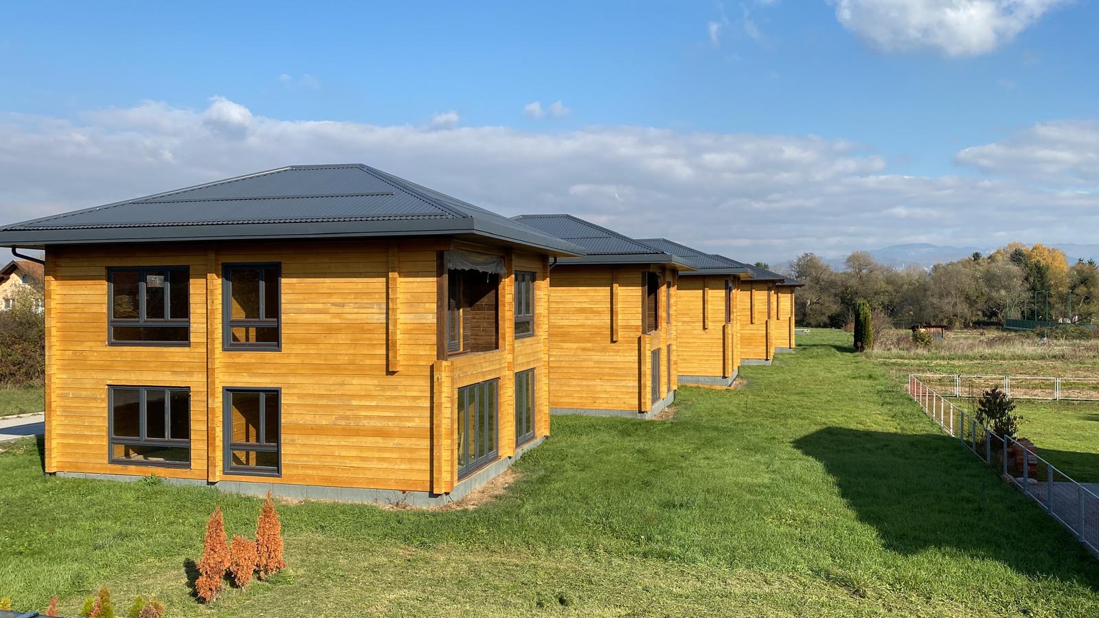 Wooden homes during construction